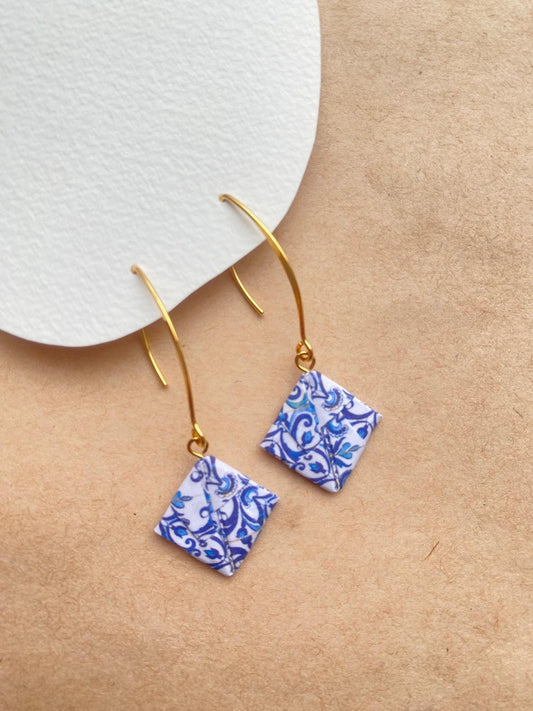 TILE | Brincos de Origami em Prata 925 padrão Azulejo Português feito à mão (etsy image id: 6781523630)
